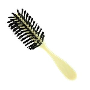 Vintage Flair Style Quarter Round Brush Nylon Bristles Cream Yellow Plastic 8”